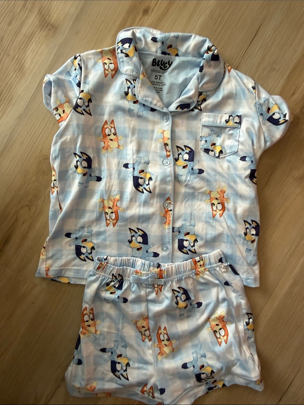 Light Blue Kids Pajama Set - Short Sleeve & Shorts, 5T